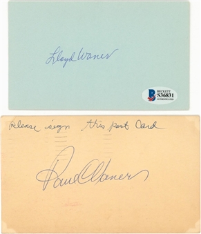 Lot of (2) Paul Waner & Lloyd Waner Signed Postcards (Beckett)
